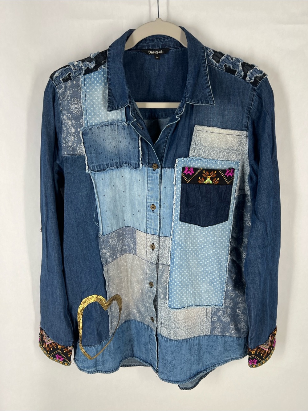 Desigual Medium Wash Denim Shirt - Blue‎